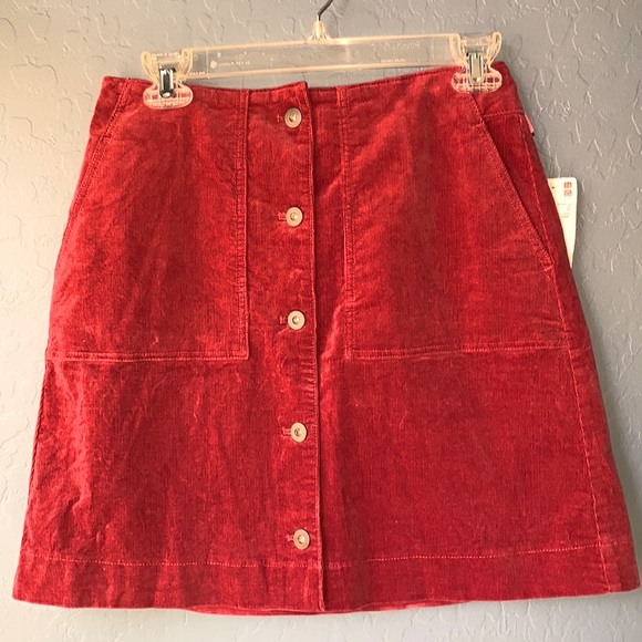 Uniqlo high waist corduroy front button mini skirt - Picture 1 of 4